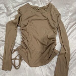 Ribbed Long Sleeve Bodysuit - Neutral Taupe